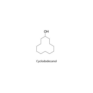 Cyclododecanol iskelet yapısı. Alkolün bileşik şematik çizimi. Basit diyagram, kimyasal formül..