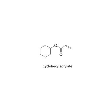 Cyclohexyl akrilat iskelet yapısı. Ester bileşik şematik çizimi. Basit diyagram, kimyasal formül..
