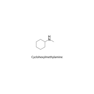 Sikloheksilmetilamin iskelet yapısı. Amin bileşik şematik çizim. Basit diyagram, kimyasal formül..