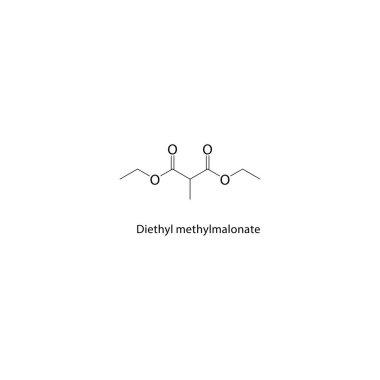 Dietil metilmalonat iskelet yapısı. Malonat ester bileşik şematik çiziminin yerini aldı. Basit diyagram, kimyasal formül..