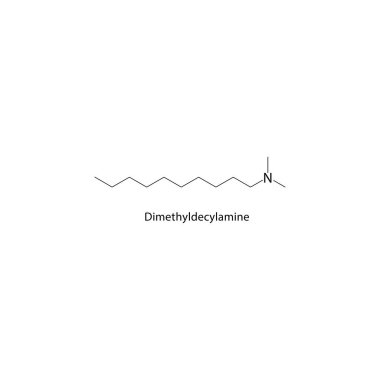 Dimethyldecylamine iskelet yapısı. Alkylamine bileşik şematik illüstrasyon. Basit diyagram, kimyasal formül..