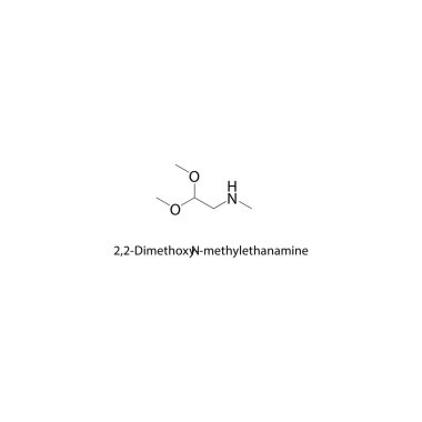 2,2-Dimethoxy N-Methylethanamine iskelet yapısı, şematik illüstrasyon. Basit diyagram, kimyasal formül..