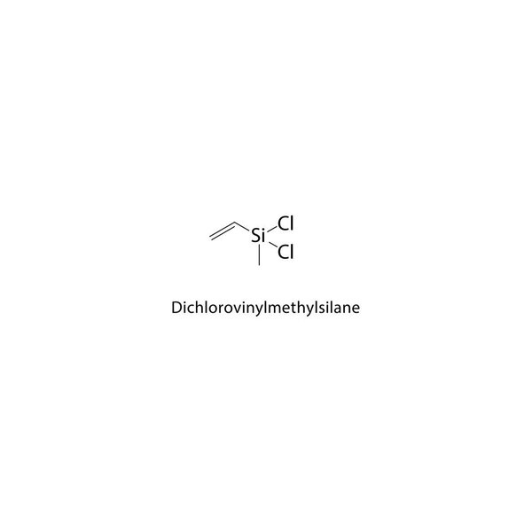 Структура скелета дихлорвинилметилсилана. Схематическая иллюстрация соединений галогена силана. Простая диаграмма, химическая формула.