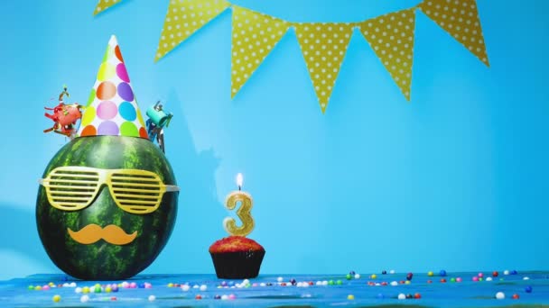 Kreatywne Gratulacje Okazji Urodzin Numerem Świec Skopiuj Dekoracje Wakacyjne Miejsca — Wideo stockowe