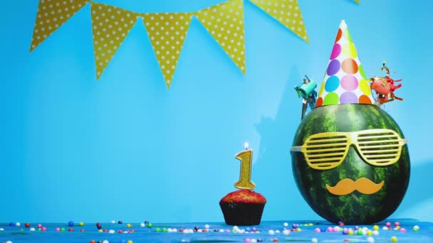 Congratulações Criativas Com Seu Aniversário Com Número Velas Copiar Decorações — Vídeo de Stock