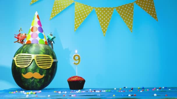 Kreativa Gratulationer Din Födelsedag Med Nummer Från Ljus Kopiera Utrymme — Stockvideo