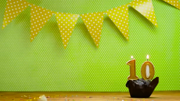 Feliz Cumpleaños Fondo Con Número Con Hermosas Decoraciones Copia Espacio — Vídeos de Stock