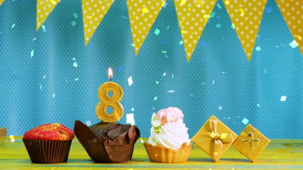 Wszystkiego Najlepszego Numerem Piękne Tło Gratulacje Okazji Urodzin Ciastem Babeczkowym — Wideo stockowe