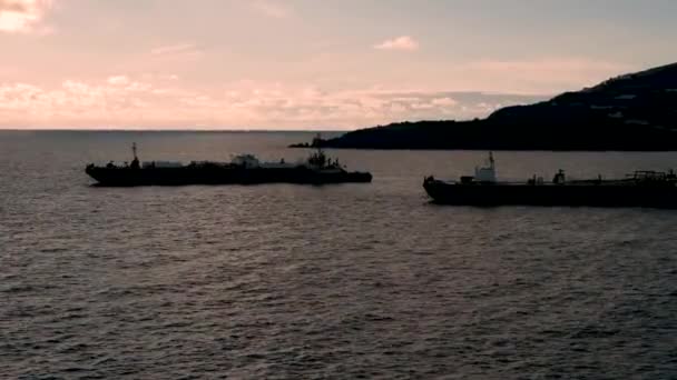 Tanker Gemileriyle Philipsburg Adası Nda Seyir Halinde Deniz Endüstrisi Liman — Stok video