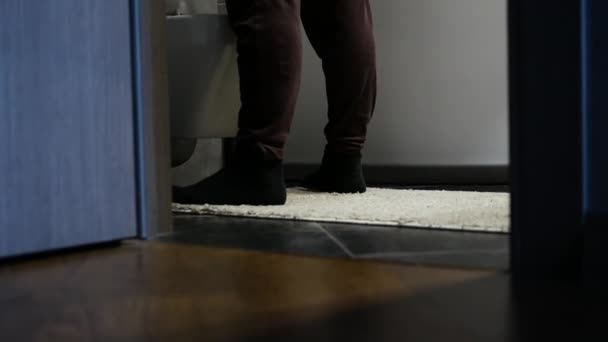 Uma Sanita Homem Num Apartamento Adenoma Próstata Homem Urina Sanita — Vídeo de Stock