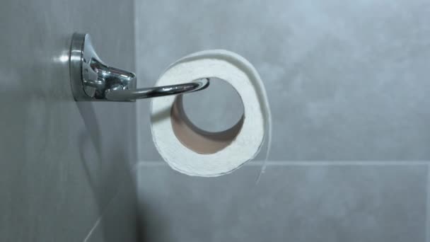 Rolo Papel Higiênico Uma Montagem Banheiro — Vídeo de Stock