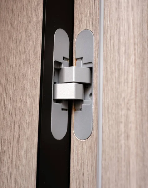 Door hinge for interior doors, close-up. Accessories for doors webbing for closing the doorway.