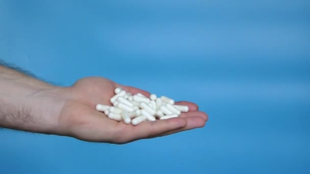 Concept Treatment Medical Pills Capsules Antidepressants Antibiotic Man Hand Pouring — Video