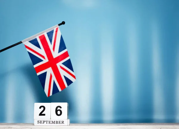 9月26日 イギリス国旗掲揚 数字でカレンダーキューブ スペースコピー — ストック写真
