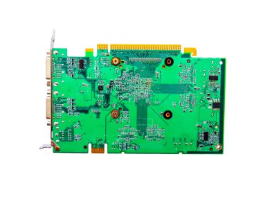 Detay, bilgisayar panosu üst görünümü. Bilgisayar parçaları ya da konnektörlü yedek parçalar. Elektronik. Bilgisayar teknolojisi için dirençleri olan bilgisayar çipleri