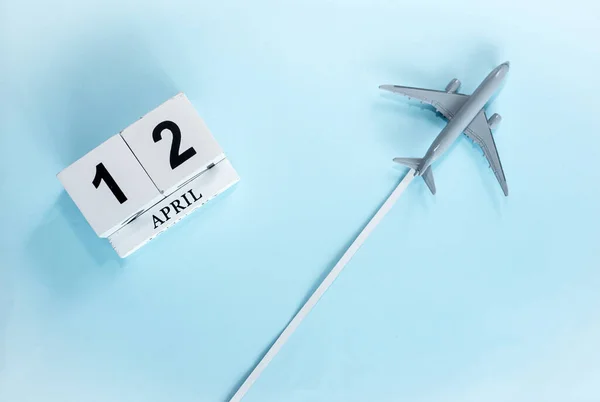 April Calendar Number Top View Calendar Flying Passenger Plane Scheduler — Stock Photo, Image