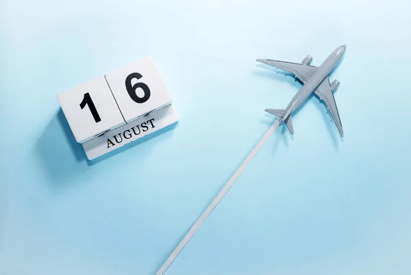 August Calendar Number Top View Calendar Flying Passenger Plane Scheduler — Stock Photo, Image