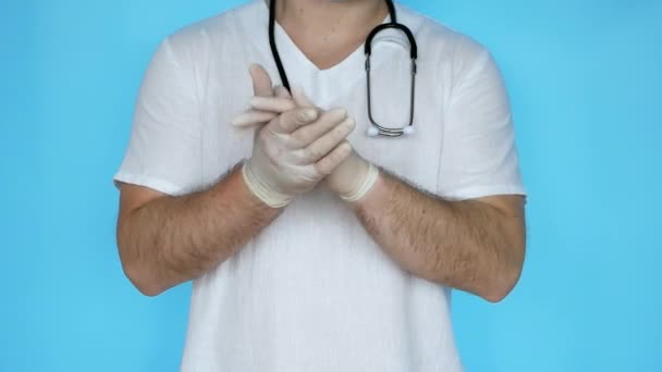Médico Uniforme Médico Bate Forte Com Mãos Aplausos Parabéns Clínica — Vídeo de Stock