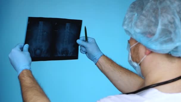 Cálculo Oxalato Rim Por Ultra Som Raios Urologia Cirurgião Doutor — Vídeo de Stock