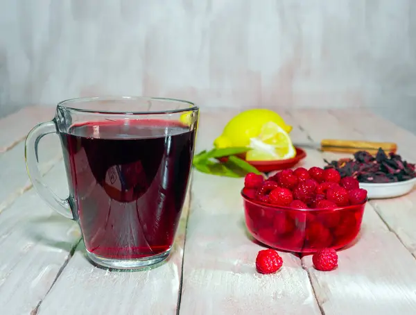 Red berry raspberry tea, red berry tea. Naturopathy, medical syrup or tincture. Homeopathy. flu drink