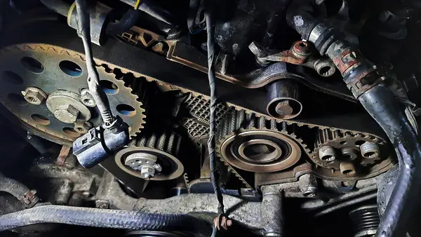 Automotive detail, auto mechanic demonstrates auto parts for cars. Car repair. Car repair under the hood.