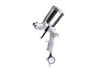 paint gun or spray gun and Air adjusting valve with gauge on white background
