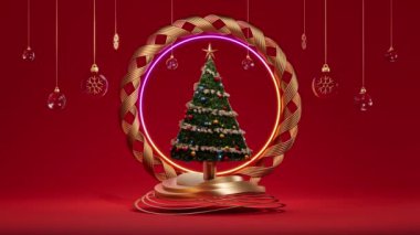 Podyum Ağacı Noel Şatafatlı. 3 Boyutlu Hazırlama