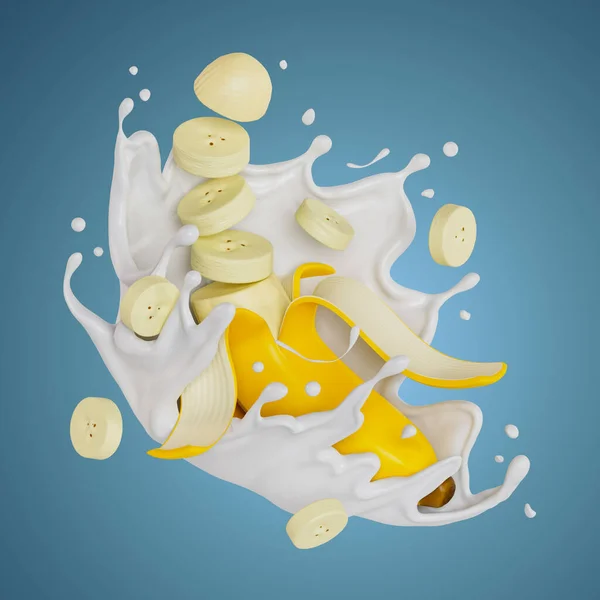Підходить Використання Харчових Продуктах Напоях Банановому Молоці Або Йогурті — стокове фото