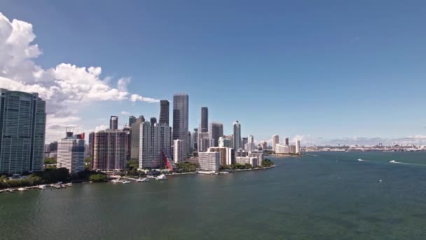 Establecimiento Órbita Aérea Drone Disparo Del Distrito Brickell Miami Florida — Vídeos de Stock