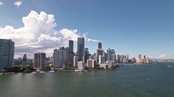 Mise Place Drone Orbite Aérienne Dans District Brickell Miami Floride — Video
