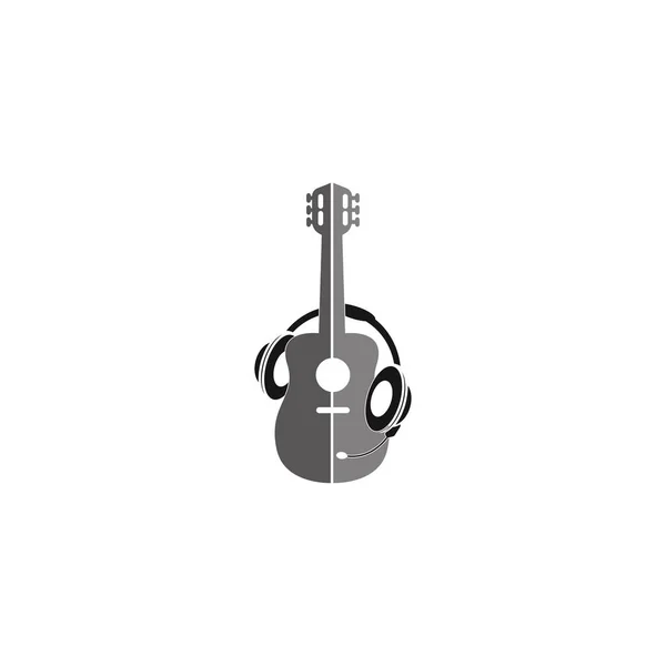 Gitar Logo Vektör Illüstrasyon Tasarımı Resmi — Stok Vektör