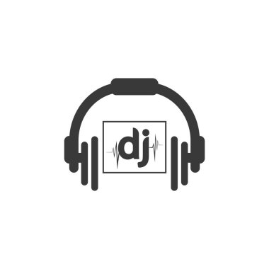 dj müzik logo vektör tasarım illüstrasyonu