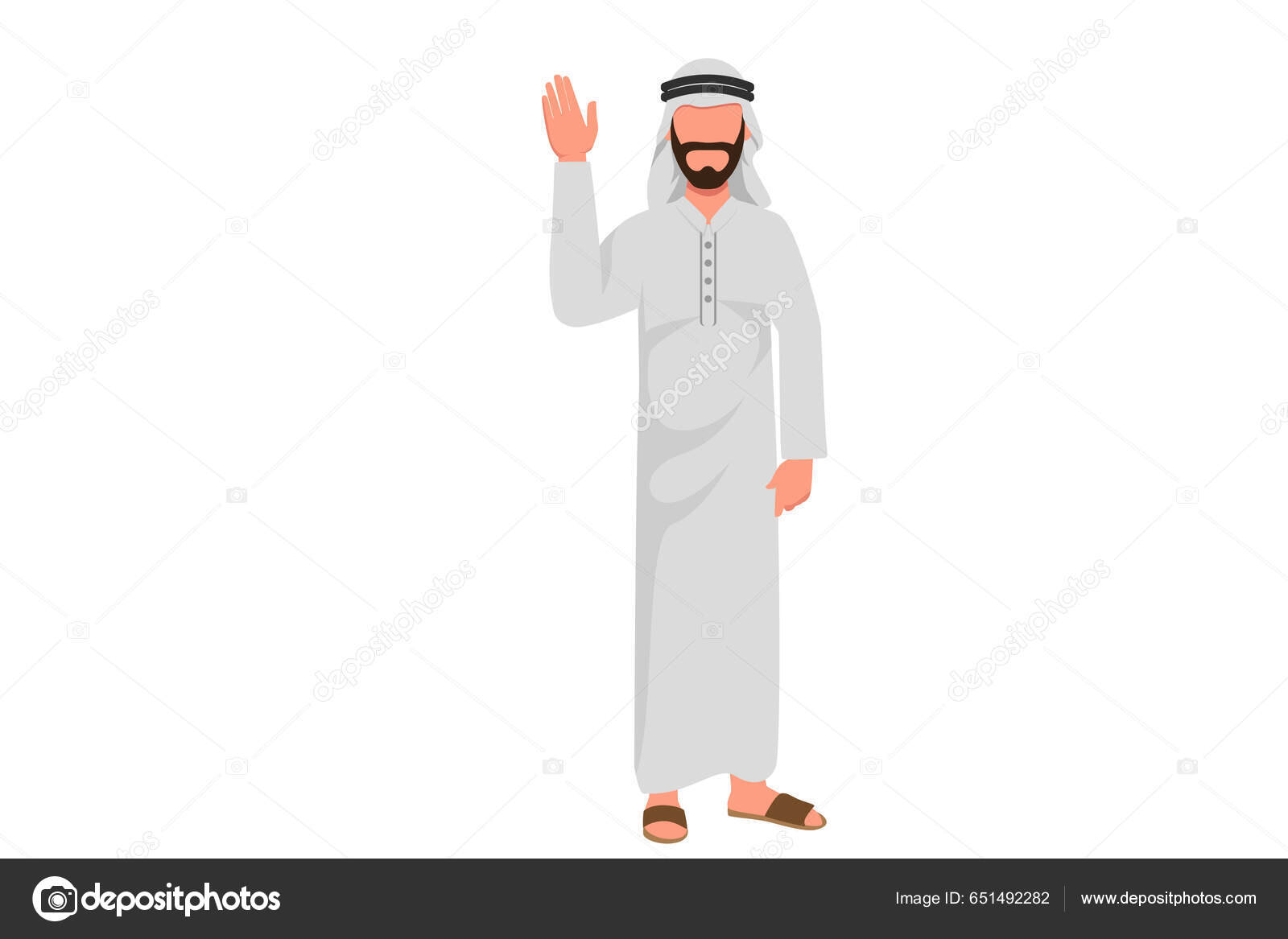 Cartoon of Man Holding Stop Sign And Showing Stop Gesture Stock
