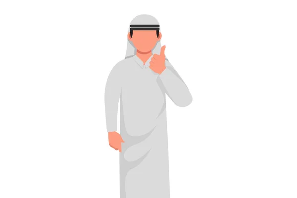 Businessdesign Zeichnung Eines Selbstbewussten Arabischen Geschäftsmannes Mit Daumen Hoch Geste — Stockvektor