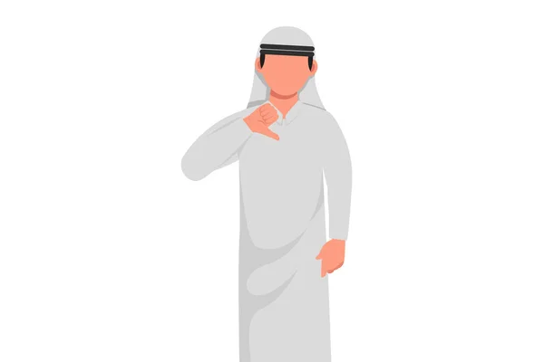 Business Style Dessin Animé Plat Dessin Malheureux Homme Affaires Arabe — Image vectorielle