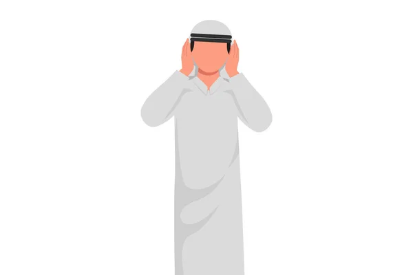 Business Design Zeichnet Einen Arabischen Geschäftsmann Der Sein Ohr Mit — Stockvektor