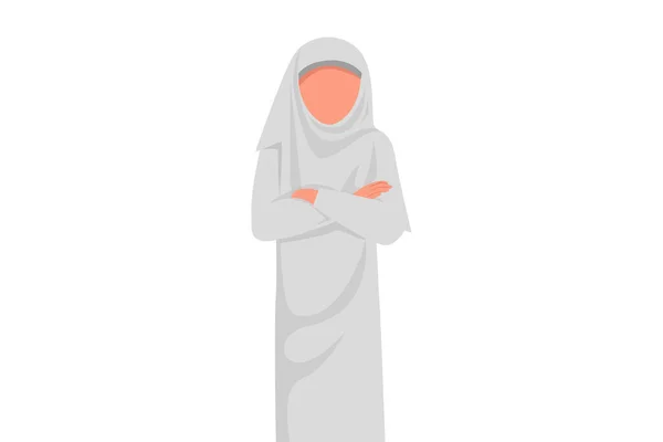 Бизнес Дизайн Рисует Арабскую Деловую Женщину Скрещенными Руками Женщина Менеджер — стоковый вектор