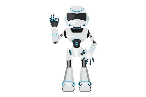 Business Piatto Disegno Robot Gesticolando Segno Con Dito Simbolo Linguaggio — Vettoriale Stock