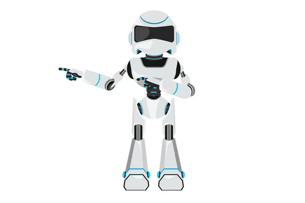 Business Piatto Stile Cartone Animato Disegno Robot Indicando Mani Insieme — Vettoriale Stock