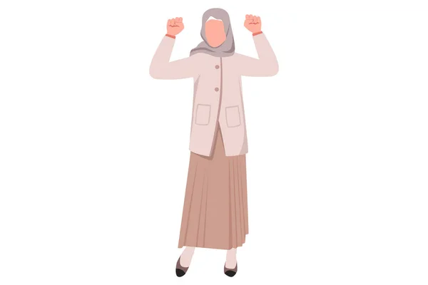 Бизнес Плоский Мультфильм Стиль Рисования Арабская Деловая Женщина Показывает Два — стоковый вектор