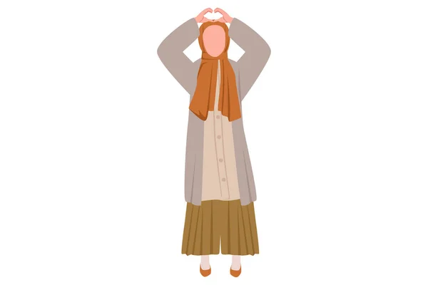 Geschäftsflache Zeichnung Cartoon Stil Arabische Geschäftsfrau Die Herzzeichen Mit Händen — Stockvektor