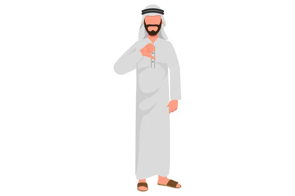 Businessdesign Zeichnung Arabischer Geschäftsmann Mit Daumendrücken Abneigung Negativem Ausdruck Und — Stockvektor