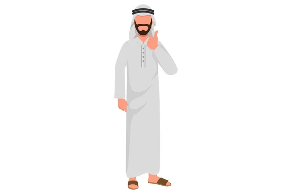 Business Plat Dessin Homme Affaires Arabe Montrer Pouce Levé Signe — Image vectorielle