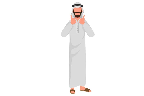 Business Design Zeichnung Erregt Arabischen Geschäftsmann Traditioneller Kleidung Zeigt Daumen — Stockvektor