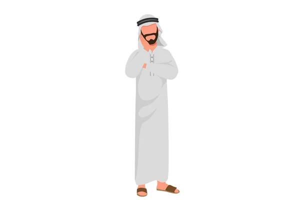 ビジネスフラット漫画を描くアラブのビジネスマンは歯痛を感じる 歯が悪い歯がない 人の手で頬を保持し 歯の痛みに苦しんでいる 歯の病気だ グラフィックデザインベクトルイラスト — ストックベクタ