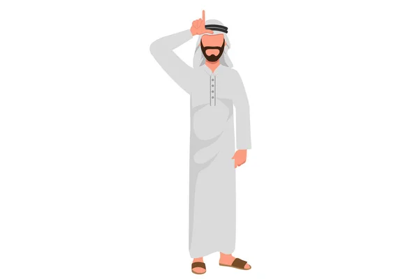Business Design Zeichnung Betont Arabischen Geschäftsmann Zeigt Zeichen Auf Der — Stockvektor