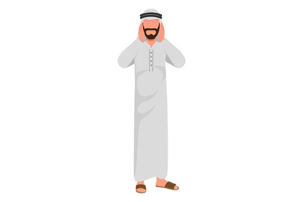 Business Flat Zeichnet Einen Jungen Arabischen Geschäftsmann Der Mit Den — Stockvektor