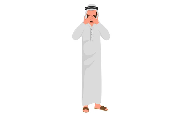 Business Plat Dessin Arabe Homme Affaires Garder Secret Être Calme — Image vectorielle