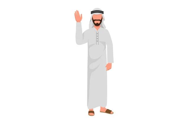 Business Flat Cartoon Style Drawing Arab Businessman Standing Rejecting Something — Stock Vector