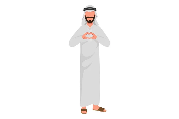 Business Dessin Style Dessin Animé Plat Homme Affaires Arabe Montrant — Image vectorielle